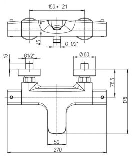 Смеситель для душа Paini Nove 09CR111TH с термостатом хром